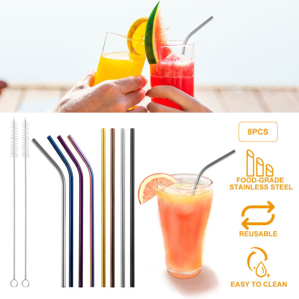 10Pcs 8.5in Stainless Steel Drinking Straws Reusable Metal Drinking Straws for 20oz Tumbler - Image 12