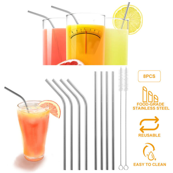 10Pcs 8.5in Stainless Steel Drinking Straws Reusable Metal Drinking Straws for 20oz Tumbler - Image 7