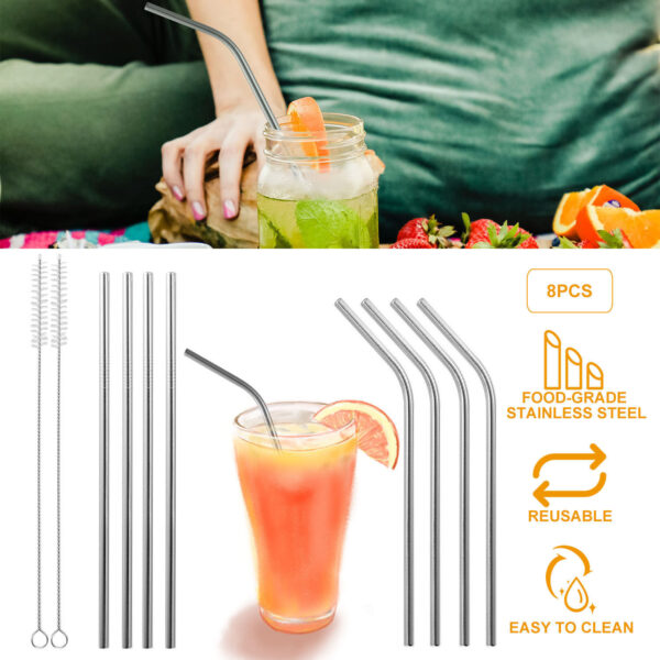 10Pcs 8.5in Stainless Steel Drinking Straws Reusable Metal Drinking Straws for 20oz Tumbler - Image 8