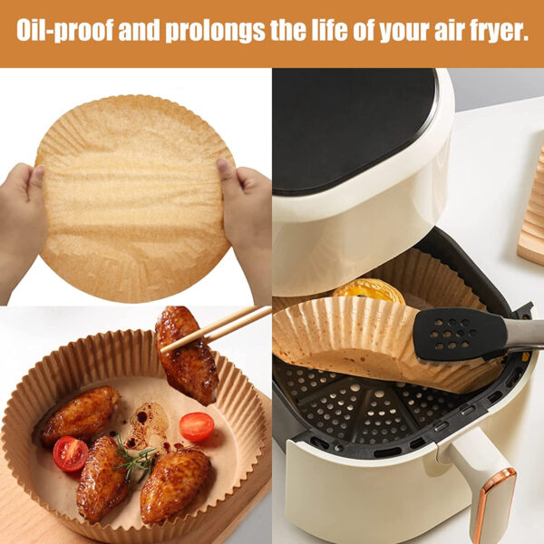 Air Fryer Disposable Paper 100 Pcs Round Non-Stick Paper Prime Oil-proof Parchment Paper Cooking Paper for Fryers Basket Frying Pan Microwave Oven - Image 7