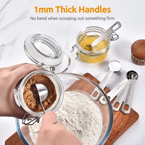 Measuring Spoons: U-Taste 18/8 Stainless Steel Measuring Spoons Set of 9 Piece: 1/16 tsp;  1/8 tsp;  1/4 tsp;  1/3 tsp;  1/2 tsp;  3/4 tsp;  1 tsp;  1/2 tbsp & 1 tbsp Dry and Liquid Ingredients - Image 5