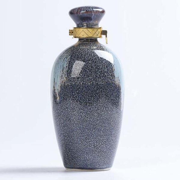 17oz Blue Ceramic Wine Vase Flask Flagon Empty Wine Jar Bottle Wine Jug Small Wine Bottle - Image 2