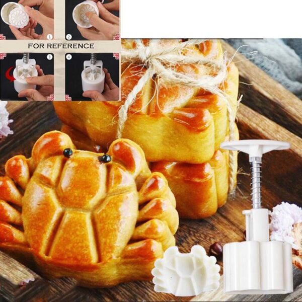 Moon Cake Mold Bean Paste Cake Mold Plastic DIY Baking Mold Crab 65g - Image 2