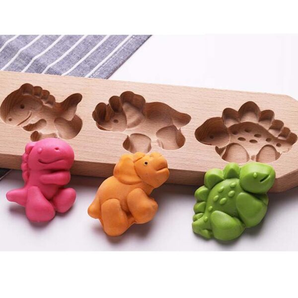 Wooden Moon Cake Mold DIY Rice Cake Baking Mold Children Steamed Bread Mold Dinosaur 25g - Image 2