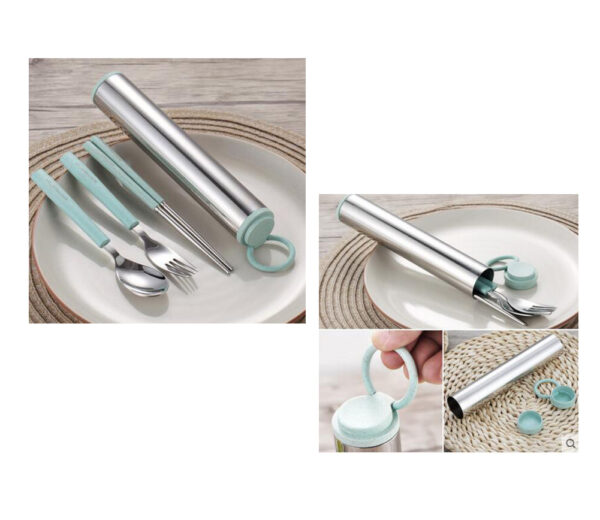 Portable Stainless Steel Flatware Spoon Chopsticks Tableware Set [F] - Image 2