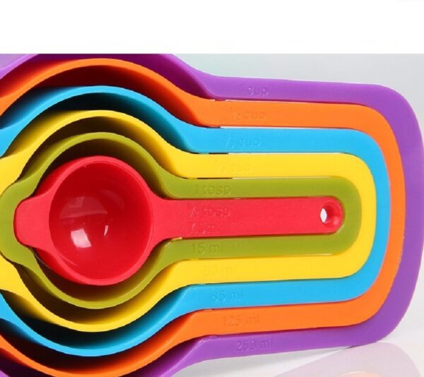 Multi-Color Measuring Cups and Spoons Set, Measurement Plastic Cup Spoon Kitchen Cooking Baking Utensils Tools - Image 2