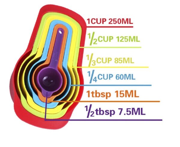 Multi-Color Measuring Cups and Spoons Set, Measurement Plastic Cup Spoon Kitchen Cooking Baking Utensils Tools - Image 4