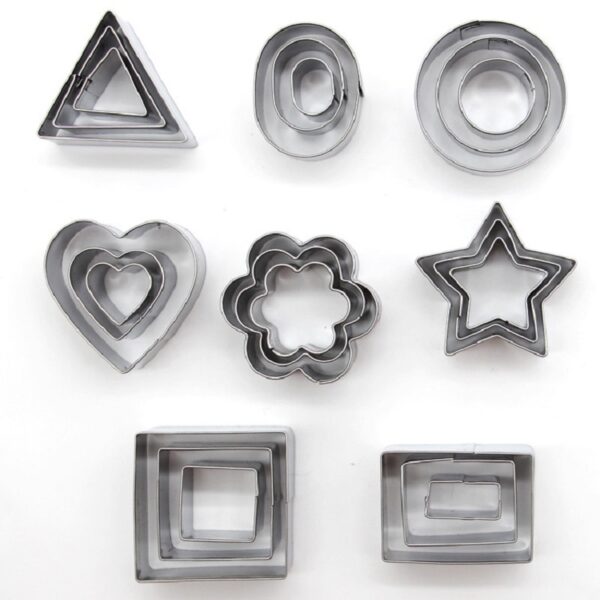 24 Pieces Biscuit Cutters Stainless Steel Cookie Cutters Fondant Geometric Shape Cutters for Baking - Image 5