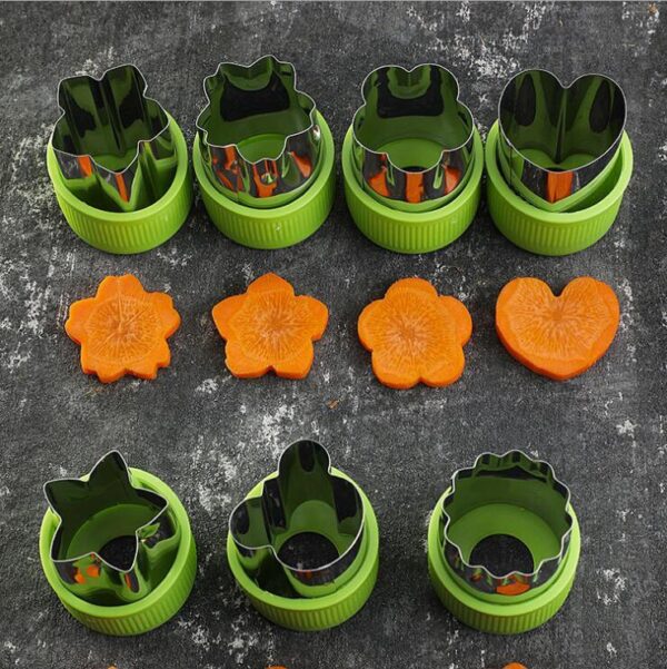 7 Pieces Fruits Cutter Vegetables Cutter Stainless Steel Cookie Stamp Biscuit Presser - Image 4