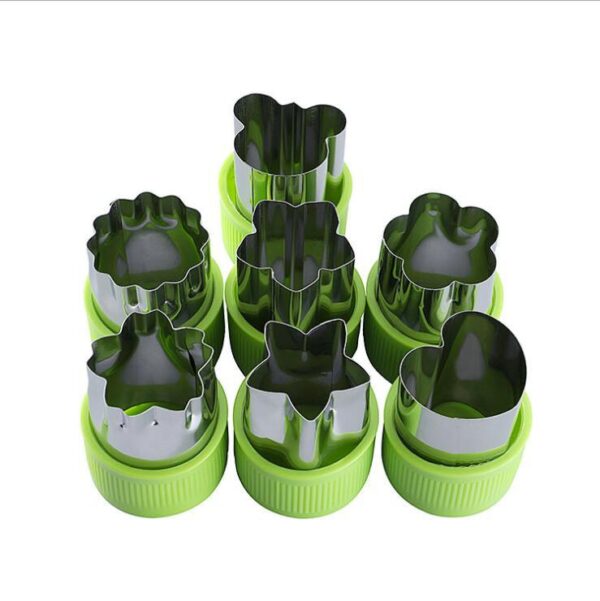 7 Pieces Fruits Cutter Vegetables Cutter Stainless Steel Cookie Stamp Biscuit Presser - Image 3