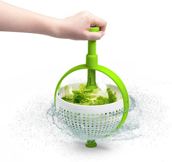 Spina | Easy-To-Use Salad Spinner | Non-Scratch, Nylon Spinning Colander | Lettuce Spinner | Colander with Collapsible Handle |  Green - Image 8