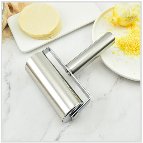 1pc, Baker Roller, 360 Degree Rolling Baker Roller, Stainless Steel Roller For Baking, Creative Stainless Steel Dough Roller, Non-stick Pastry Roller, Pizza Cooking Tool, Kitchen Supplies - Image 3