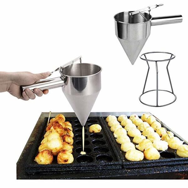 Pancake Batter Dispenser Mixer Stainless Steel Funnel Design with Stand Rack 1000 ML Waffle Batter Dispenser Pancake Maker Cooking Baking Tools - Image 3