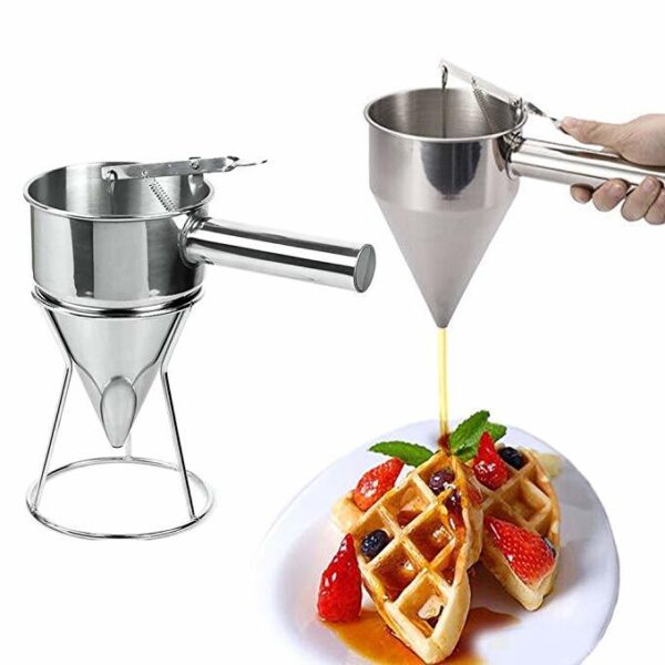 Pancake Batter Dispenser Mixer Stainless Steel Funnel Design with Stand Rack 1000 ML Waffle Batter Dispenser Pancake Maker Cooking Baking Tools - Image 4