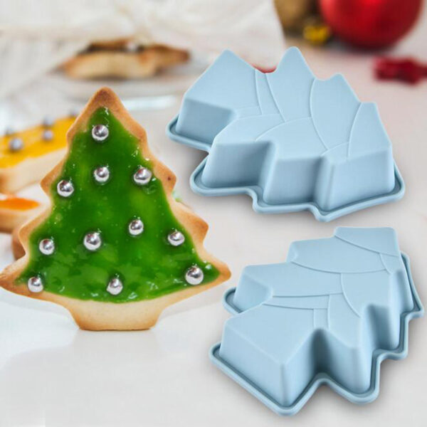 Christmas Tree Cookie Cutter 3 pcs Non-Stick Cupcake Molds Reusable Baking Cups Bakeware Bread Cake Biscuits Molds Chocolate Mold Decorating Tool - Image 2