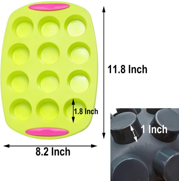 Non Stick Silicone Muffin Pan 12 Cups Cupcake Pan BPA-Free Food Grade Silicone Baking Molds Microwave Safe Dishwasher Safe - Image 5