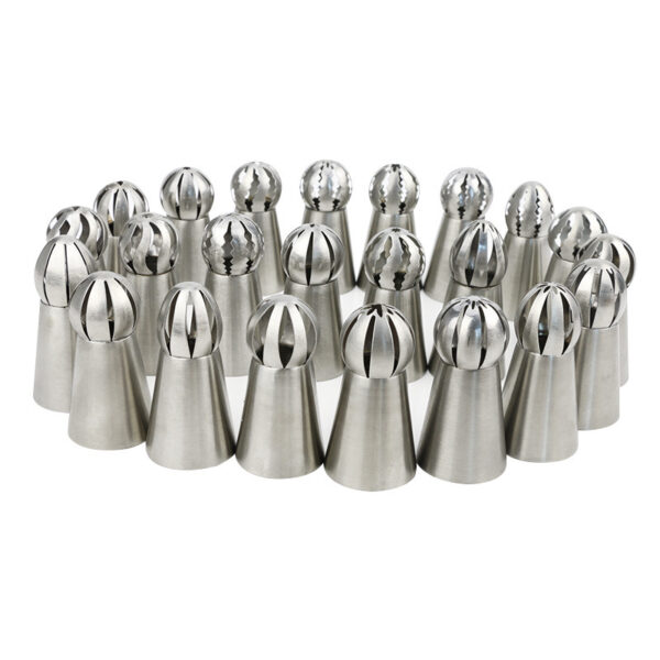 Russian Confectioners Piping Tips 23 pieces Russian Sphere Ball Cake Decorating Icing Piping Nozzles - Image 2