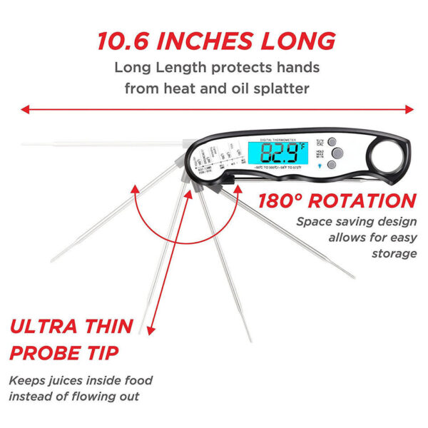 Outdoor BBQ Accurate LED Instant Read Waterproof Food Meat Electronic Digital Kitchen Thermometer - Image 7