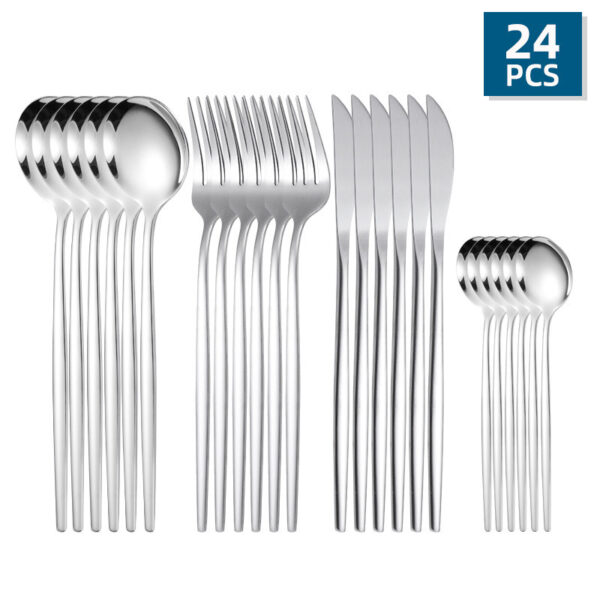 24pcs/Set Stainless Steel Cutlery; Portuguese Cutlery Spoon; Western Cutlery Set - Image 7