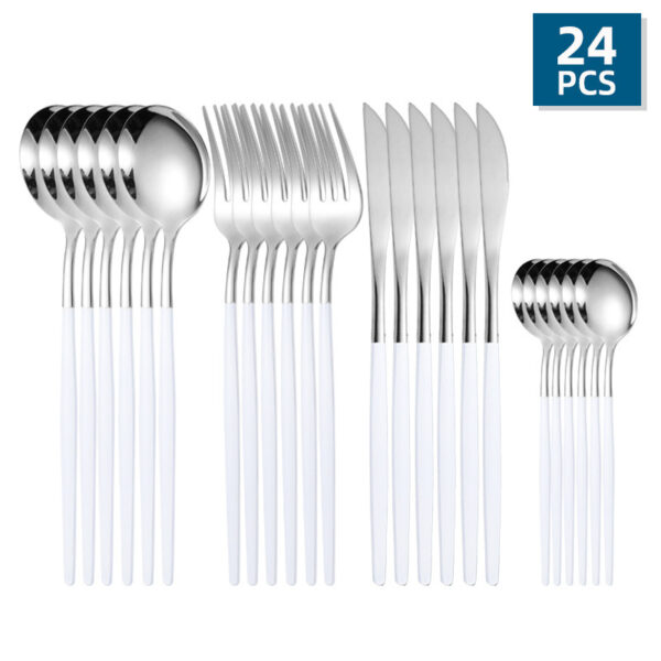 24pcs/Set Stainless Steel Cutlery; Portuguese Cutlery Spoon; Western Cutlery Set - Image 12