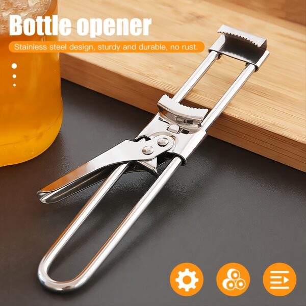 1pc Can Opener; Adjustable Jar & Bottle Opener; Multifunctional Stainless Steel Manual Can Opener Jar Lid Gripper; Easy Open Adjustable Jar Opener - Image 2