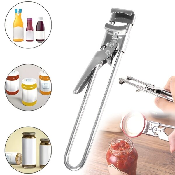 1pc Can Opener; Adjustable Jar & Bottle Opener; Multifunctional Stainless Steel Manual Can Opener Jar Lid Gripper; Easy Open Adjustable Jar Opener - Image 5