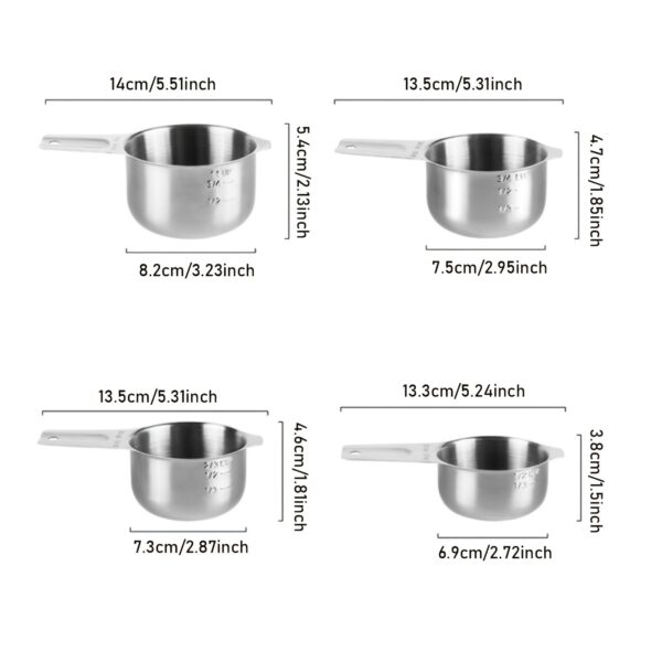 1 Set Stainless Steel Measuring Cups & Spoons Set; Cups And Spoons; Kitchen Gadgets For Cooking & Baking (4+6) 0.86lb - Image 2