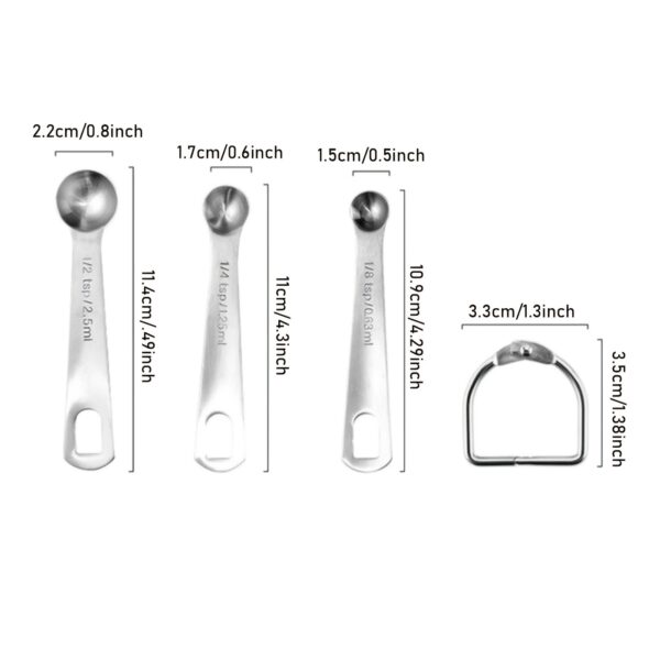 1 Set Stainless Steel Measuring Cups & Spoons Set; Cups And Spoons; Kitchen Gadgets For Cooking & Baking (4+6) 0.86lb - Image 3