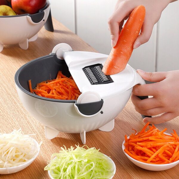 9 In 1 Multi-function Vegetable Cutting Artifact; Household Potato Shredding Machine; Manual Kitchen Artifact; Cutting Vegetable Draining - Image 2