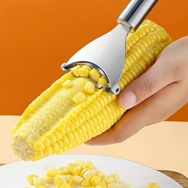 1pc Stainless Steel Corn Planer; Corn Peeler; Cob Remover Tool With Ergonomic Handle; Kitchen Gadgets - Image 2