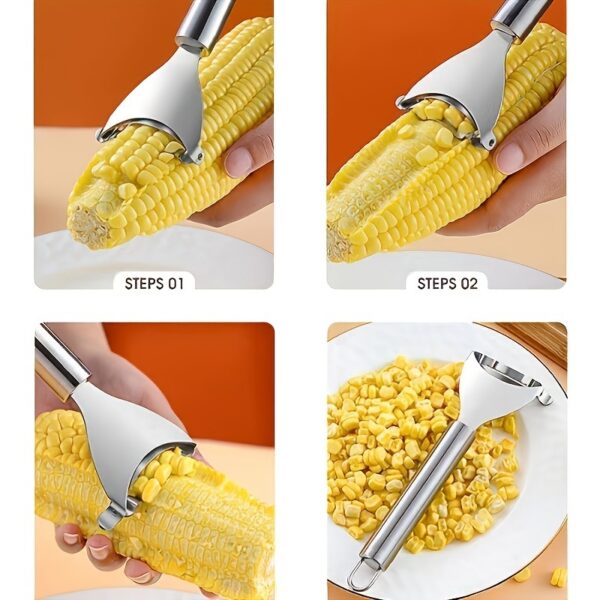 1pc Stainless Steel Corn Planer; Corn Peeler; Cob Remover Tool With Ergonomic Handle; Kitchen Gadgets - Image 3