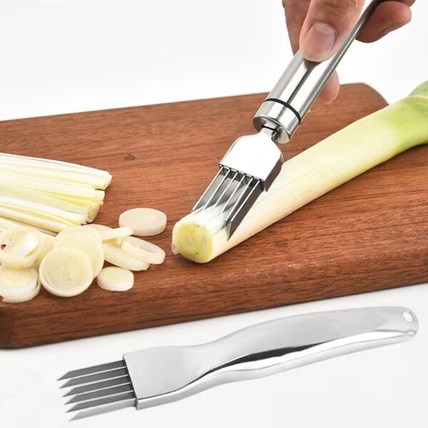 304 Stainless Steel Onion Cutter; Kitchen Accessory; Chopping Green Onion; Veggie Chopper; Multifunctional Scallion Cutter - Image 2