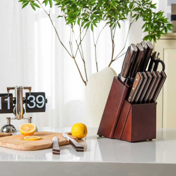 15 Pieces Stainless Steel Knife Block Set with Ergonomic Handle - Image 9