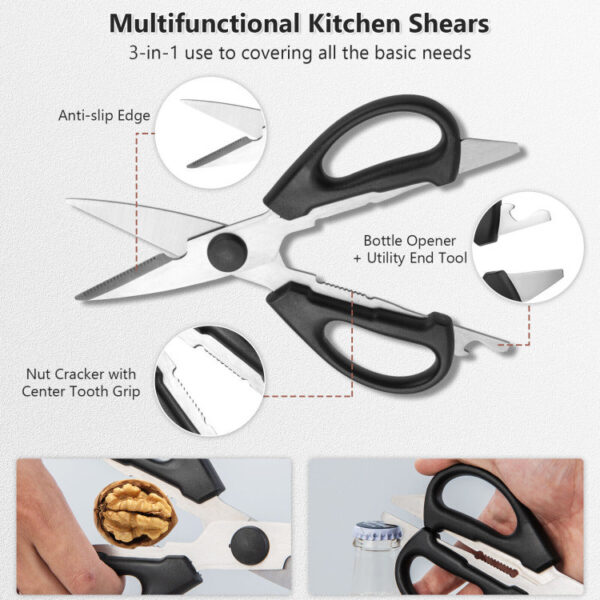 15 Pieces Stainless Steel Knife Block Set with Ergonomic Handle - Image 10