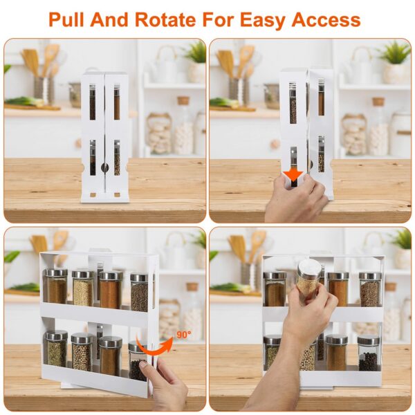 Swivel Cabinet Organizer Revolving Kitchen Rack Spice Organizer for Cabinet Condiment Holder Shelf - Image 3