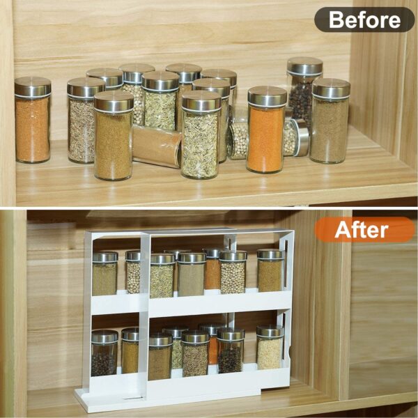 Swivel Cabinet Organizer Revolving Kitchen Rack Spice Organizer for Cabinet Condiment Holder Shelf - Image 7