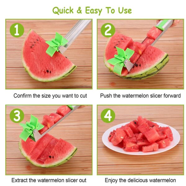 Watermelon Slicer Stainless Steel Watermelon Cubes Windmill Cutter Melon Knife Fruit Tools Kitchen Gadgets - Image 3