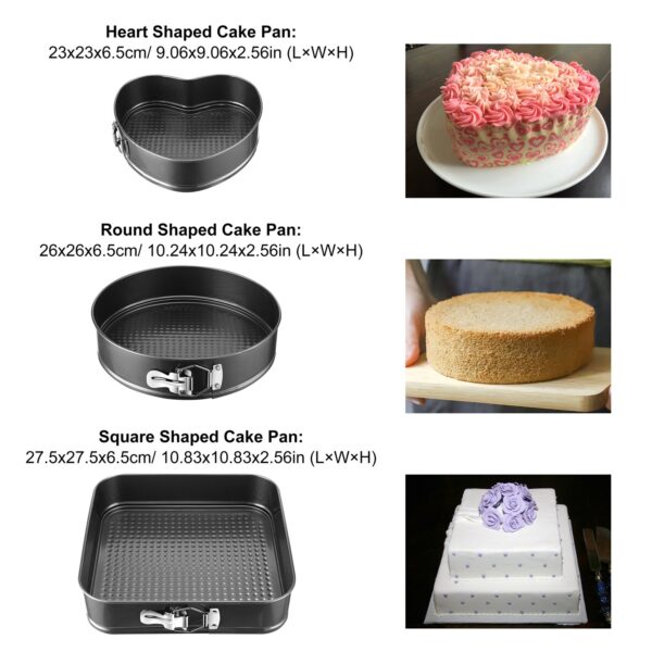 Non Stick Springform Cake Pan Leakproof 9in 10in 11in Bakeware Pan with Removable Bottom 3Pcs Per Set - Image 5