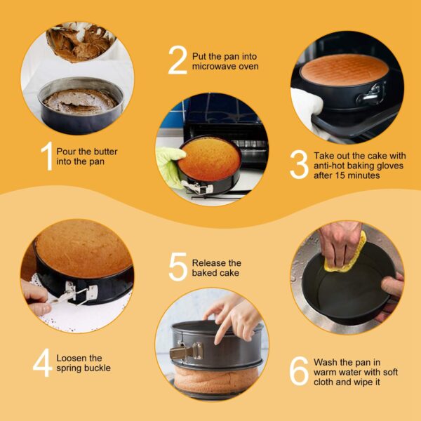 Non Stick Springform Cake Pan Leakproof 9in 10in 11in Bakeware Pan with Removable Bottom 3Pcs Per Set - Image 8