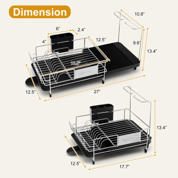 Stainless Steel Expandable Dish Rack with Drainboard and Swivel Spout - Image 11