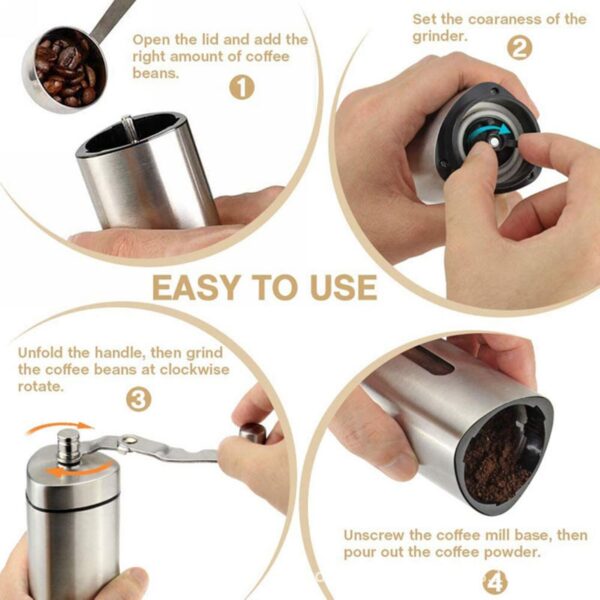 Hand Crank Pepper Conical Burr Grinder Coffee Beans Mill Muller Stainless Steel - Image 3