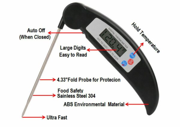 Instant-Read Meat Thermometer Digital Electronic Food Temp Kitchen Cooking Grill - Image 12