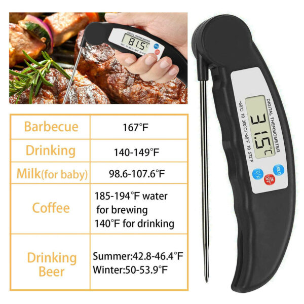 Instant-Read Meat Thermometer Digital Electronic Food Temp Kitchen Cooking Grill - Image 4