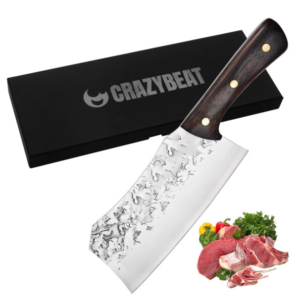 Kegani Meat Cleaver Knife Heavy Duty Hand Forged Butcher Knife, High Carbon Steel Knife Chinese Cleaver With Full Tang Handle For Home Kitchen Meat And Bone Cutting - Image 6