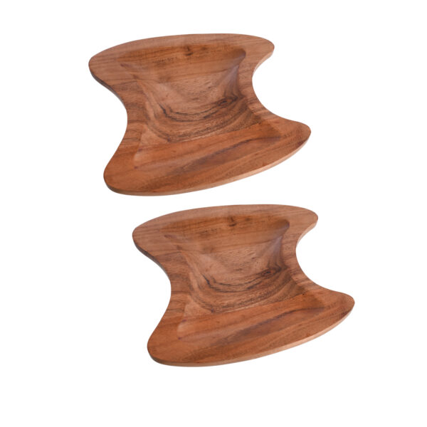 WILLART Wooden Serving Platter Tray Bowl for Serving Snacks Salad Fruits or Platters (Dimension : LxBxH - 20 cm x 19 cm x 1.75 cm) - Set of 2 - Image 4