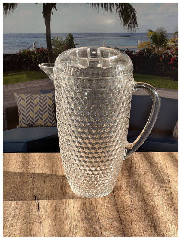 Leading Ware 2.5 Quarts Water Pitcher with Lid, Diamond Cut Unbreakable Plastic Pitcher, Drink Pitcher, Juice Pitcher with Spout BPA Free - Image 4