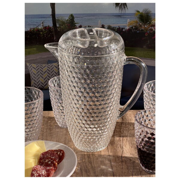 Leading Ware 2.5 Quarts Water Pitcher with Lid, Diamond Cut Unbreakable Plastic Pitcher, Drink Pitcher, Juice Pitcher with Spout BPA Free - Image 5