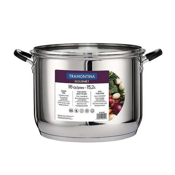 Tramontina 16 Quart Stainless Steel Covered Stock Pot - Image 2