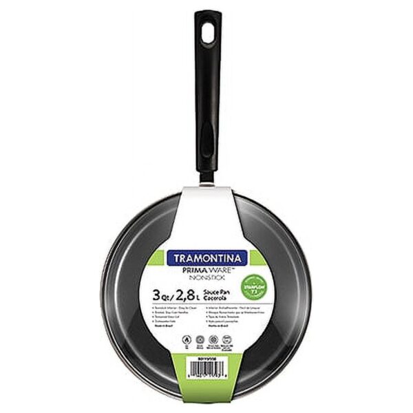 Tramontina PrimaWare 3 Quart Non-Stick Steel Gray Covered Sauce Pan - Image 2