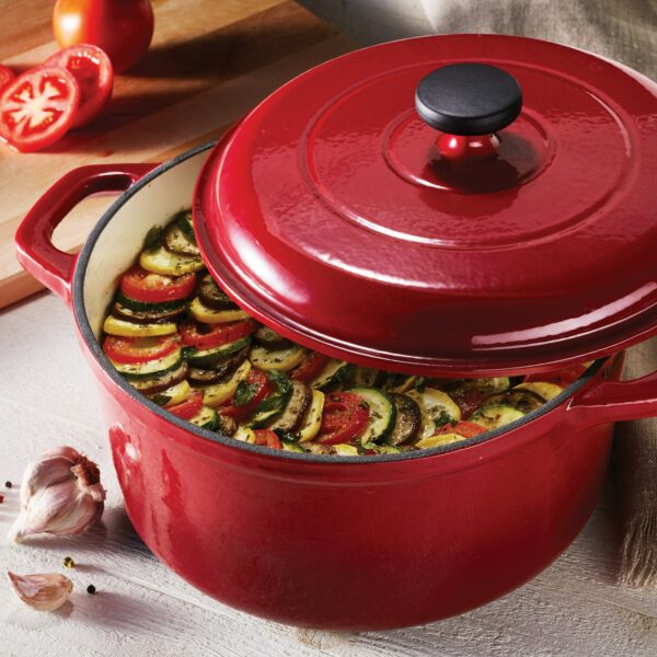 Tramontina Enameled Cast Iron 6.5 Quart Round Dutch Oven, Red - Image 3